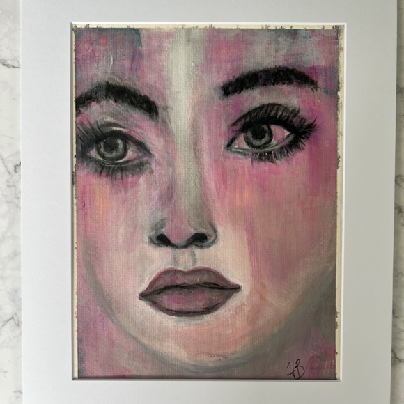 Dreamer - Abstract Acrylic Watercolor Effect Painting of Woman's Face | Original - Picture 5 of 8